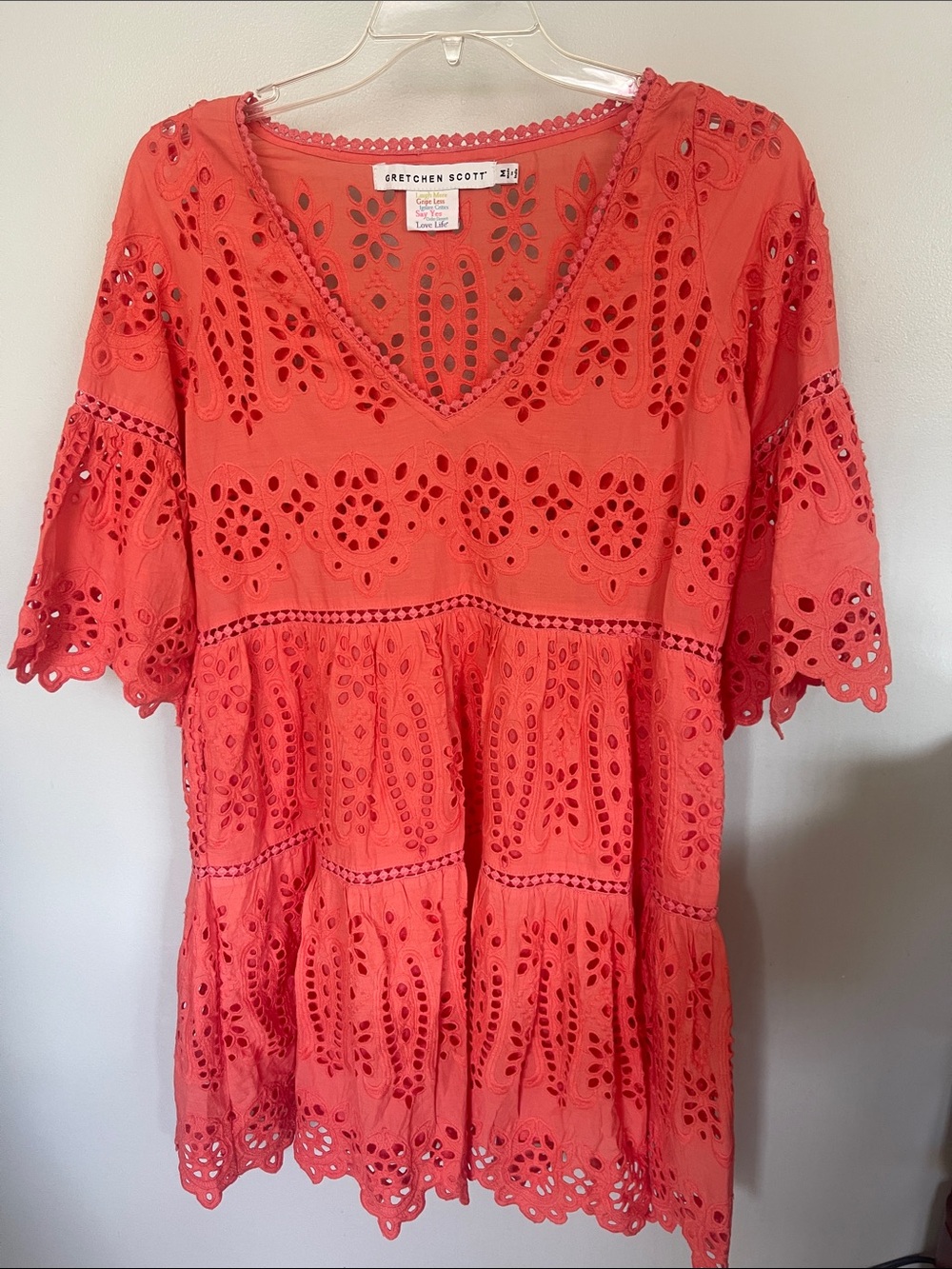 Gretchen Scott Designs Coral Eyelet V-Neck dress